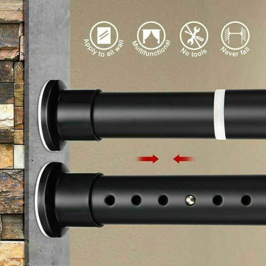 Shower Curtain Rod Adjustable Clothes Rail Stainless Steel Clamp Rod Without Drilling